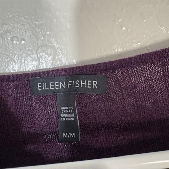 Eileen Fisher Sweater Womens Medium Purple Tencel Merino Wool Alpaca Knit - Picture 3 of 7